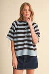 Celeste Striped Short Sleeve Cardigan