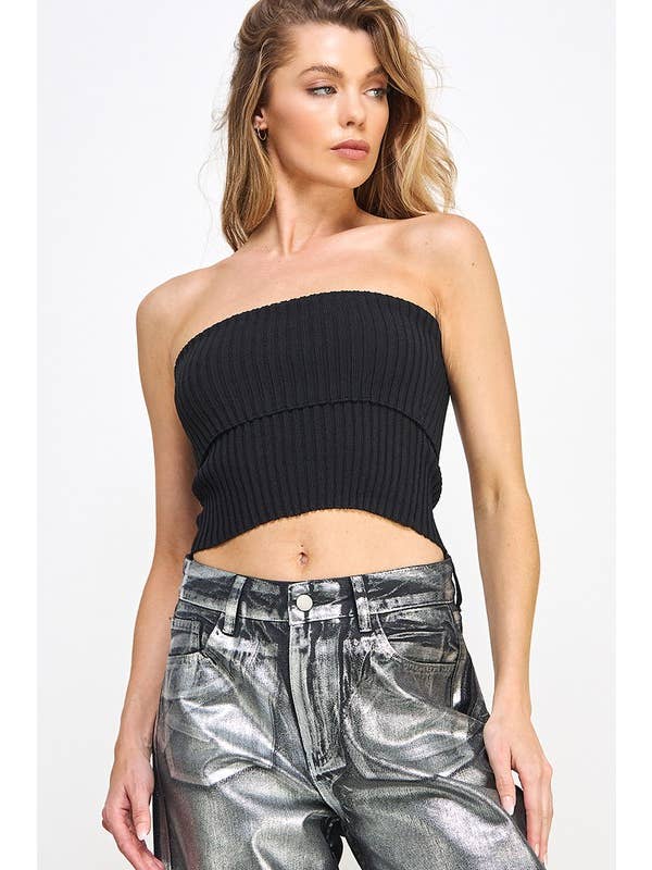 Rib Knit Bandeau Top