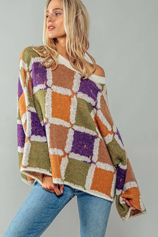 Cozy Patchwork Knit Sweater