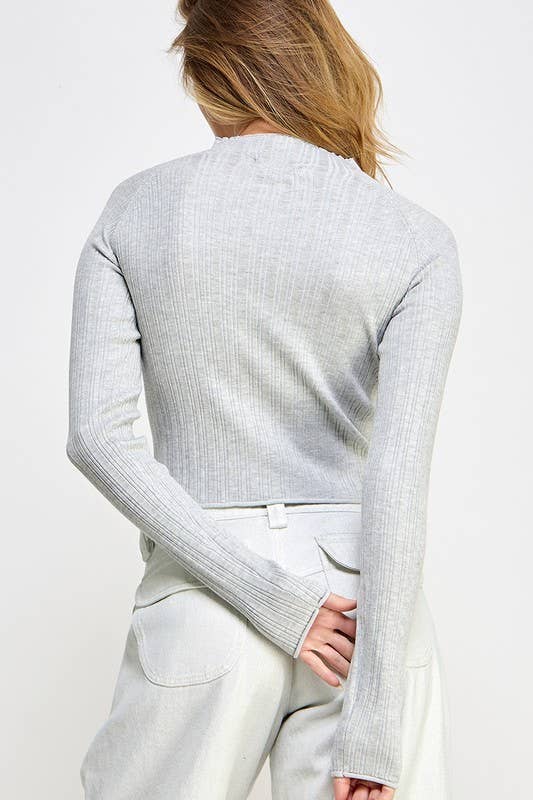 Long Sleeve Knit Cropped Top