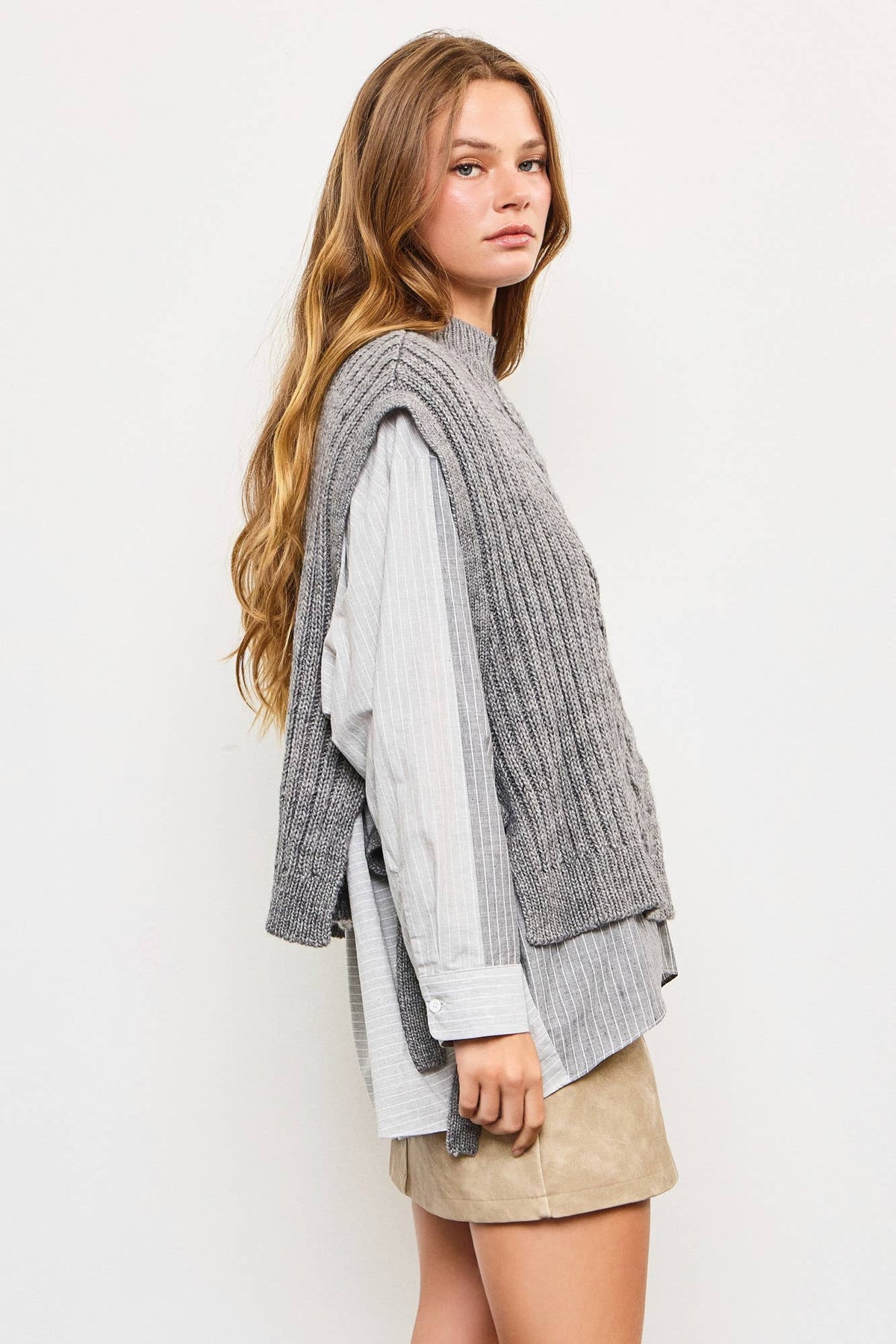 Side Tie Cable Knit Top