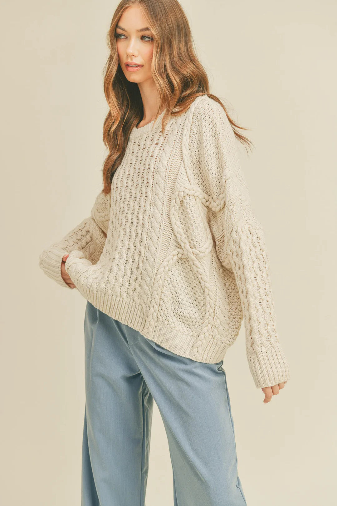 Mixed Cable Knit Sweater