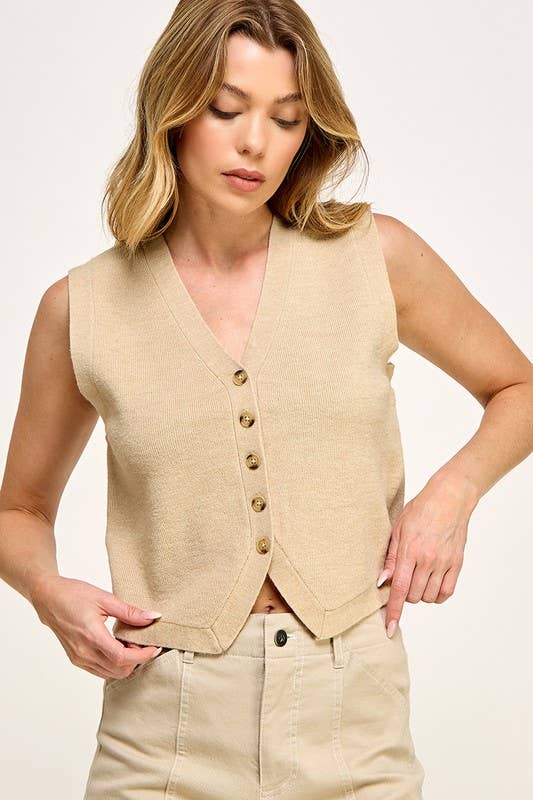 Sweater Vest Button Up Cardigan