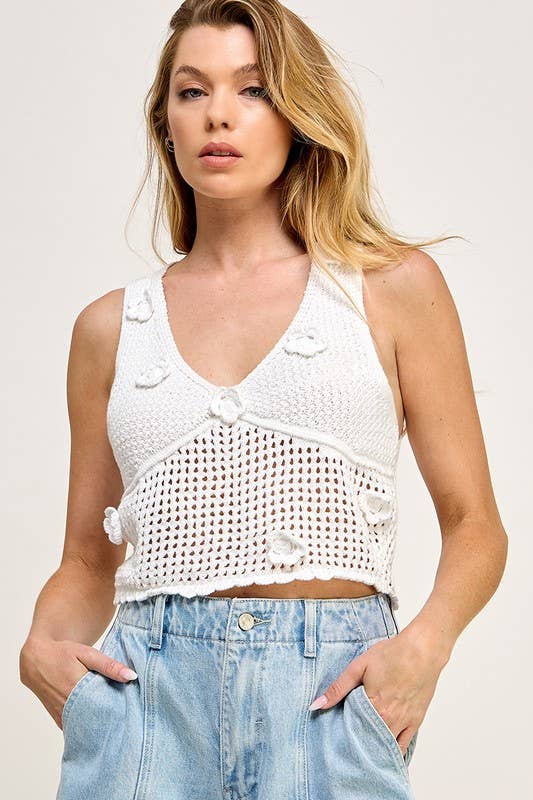 3D Floral Crochet Tank