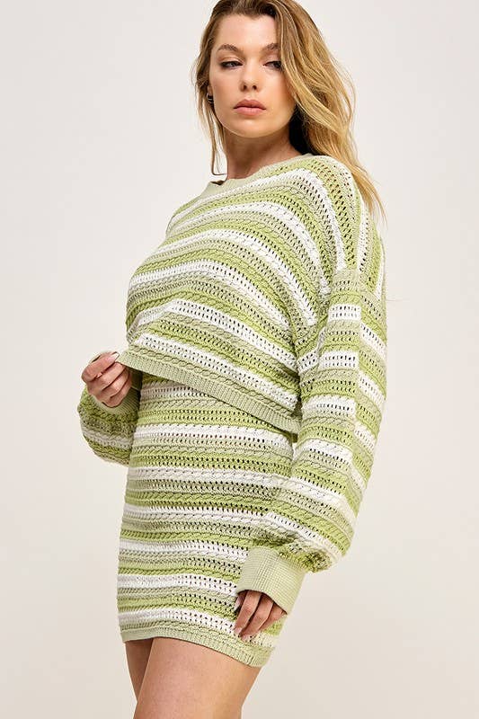 Crochet Striped Oversized Top