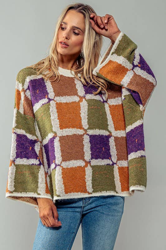 Cozy Patchwork Knit Sweater