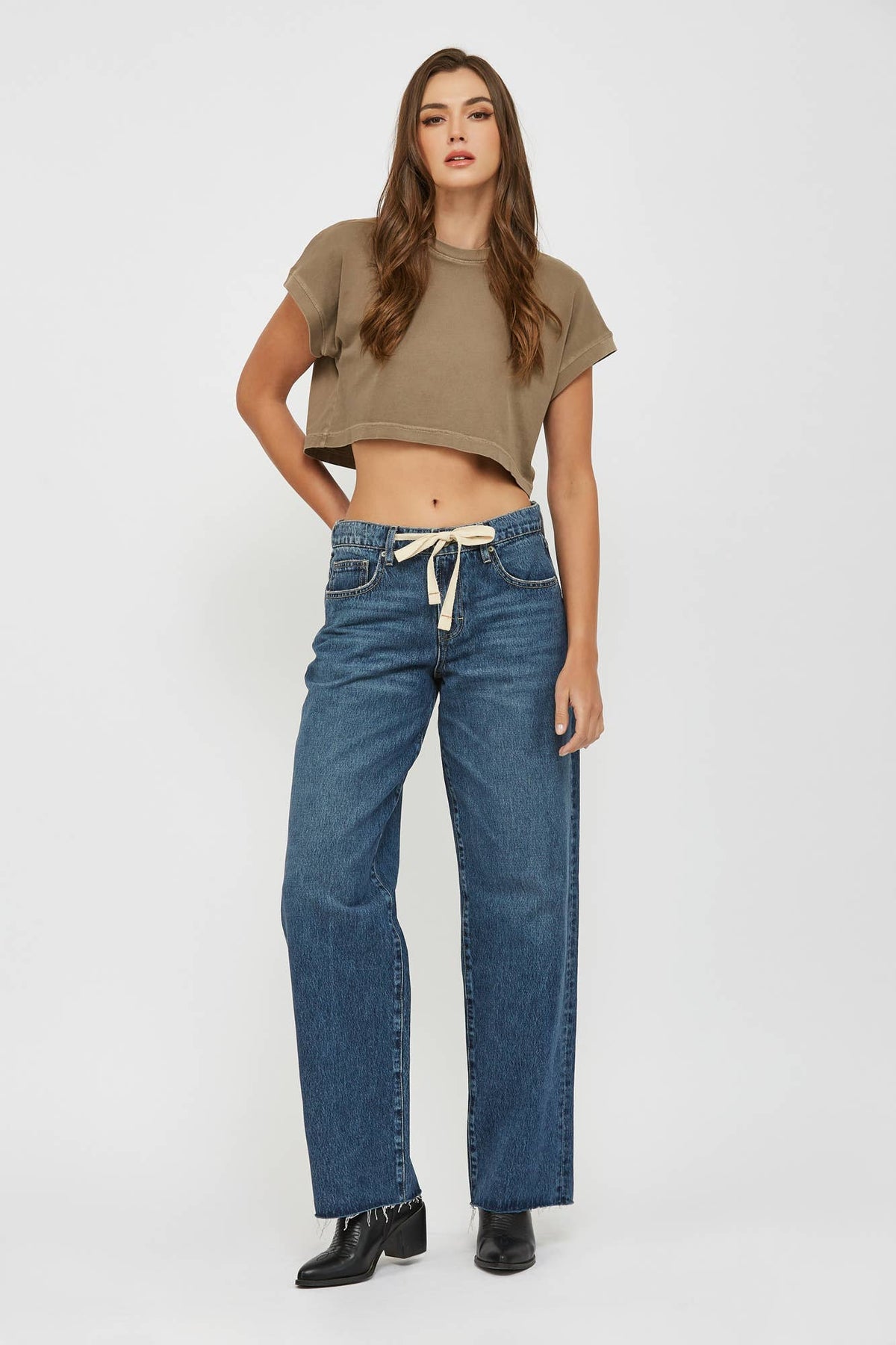 Cotton Tie Baggy Jean