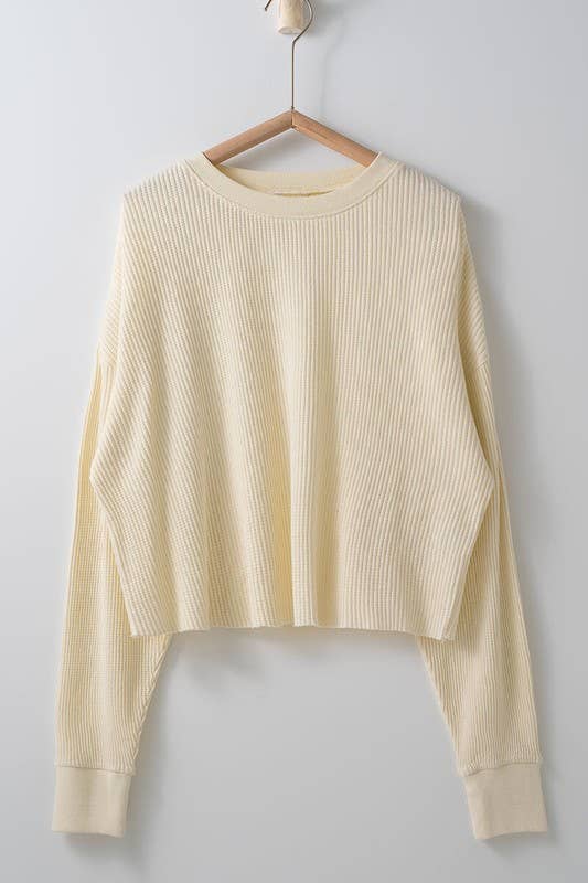 Raw Waffle Knit Crewneck Sweater