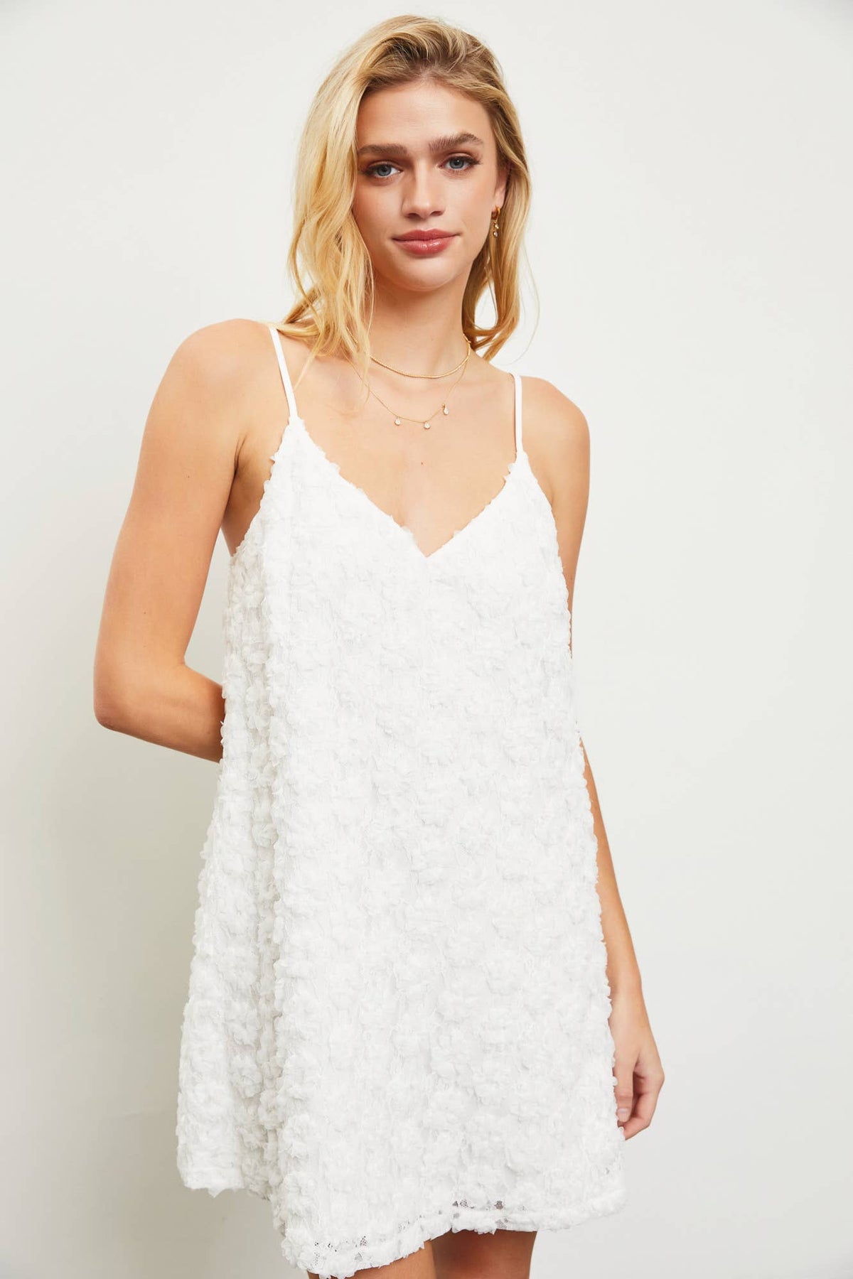 Textured Flower Strap Dress