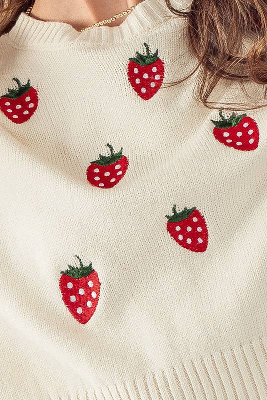 Strawberry Embroidered Sweater