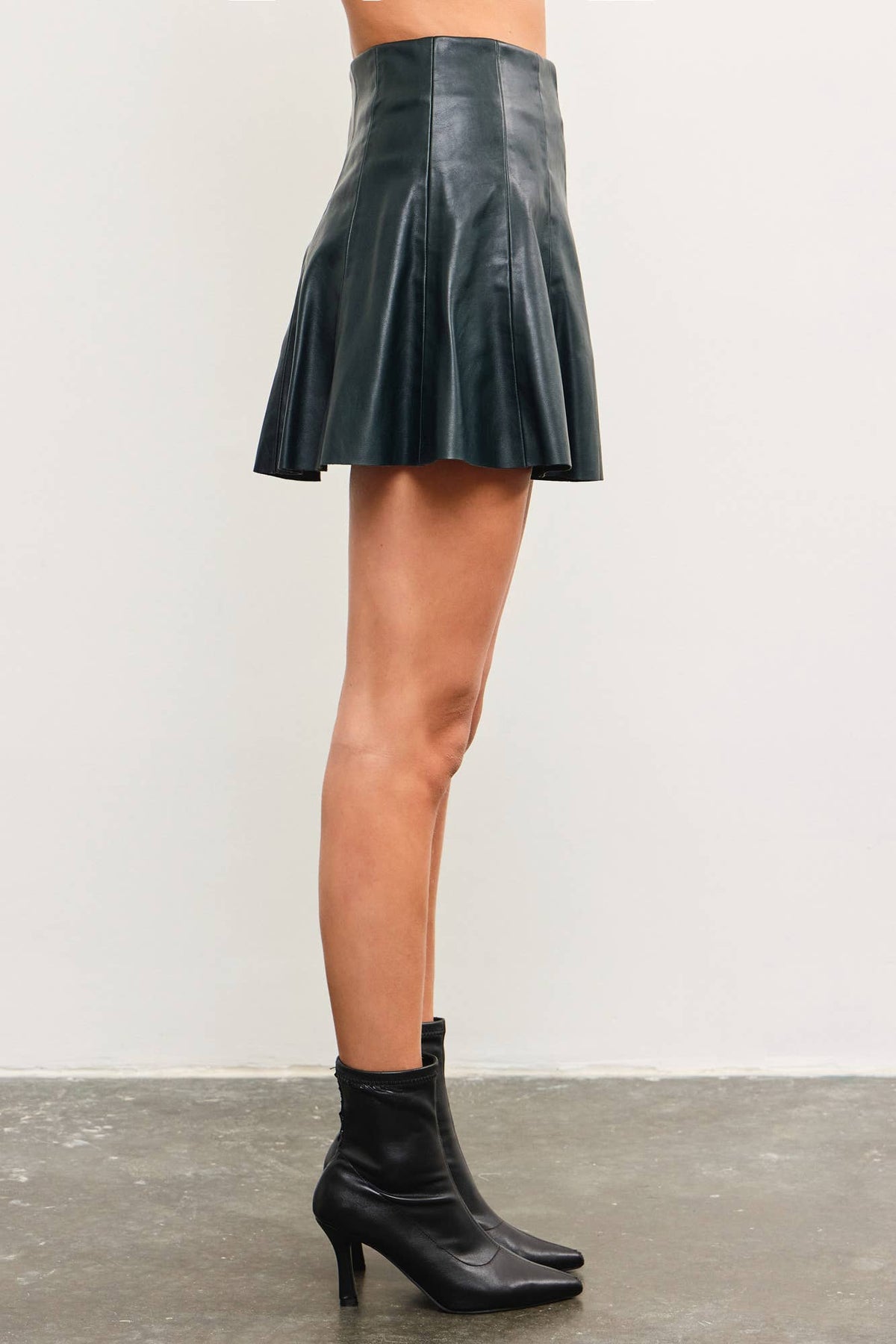 Flared Leather Mini Skort