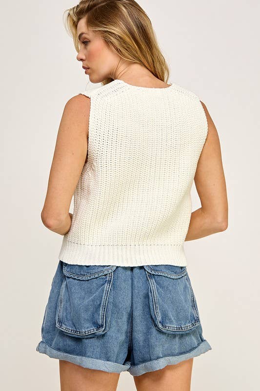 Chunky Weave Sweater Vest