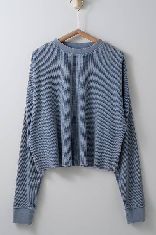 Raw Waffle Knit Crewneck Sweater