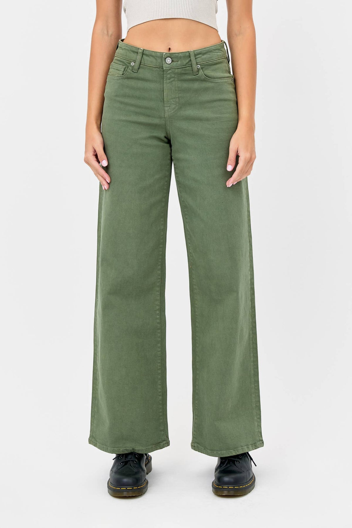 Green Stretch Wide Leg Jean