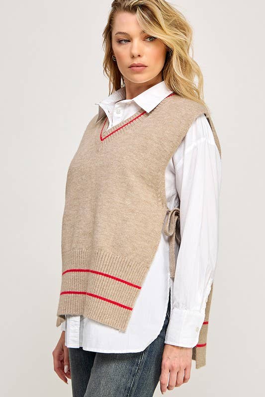 Loose Tie Pullover Vest