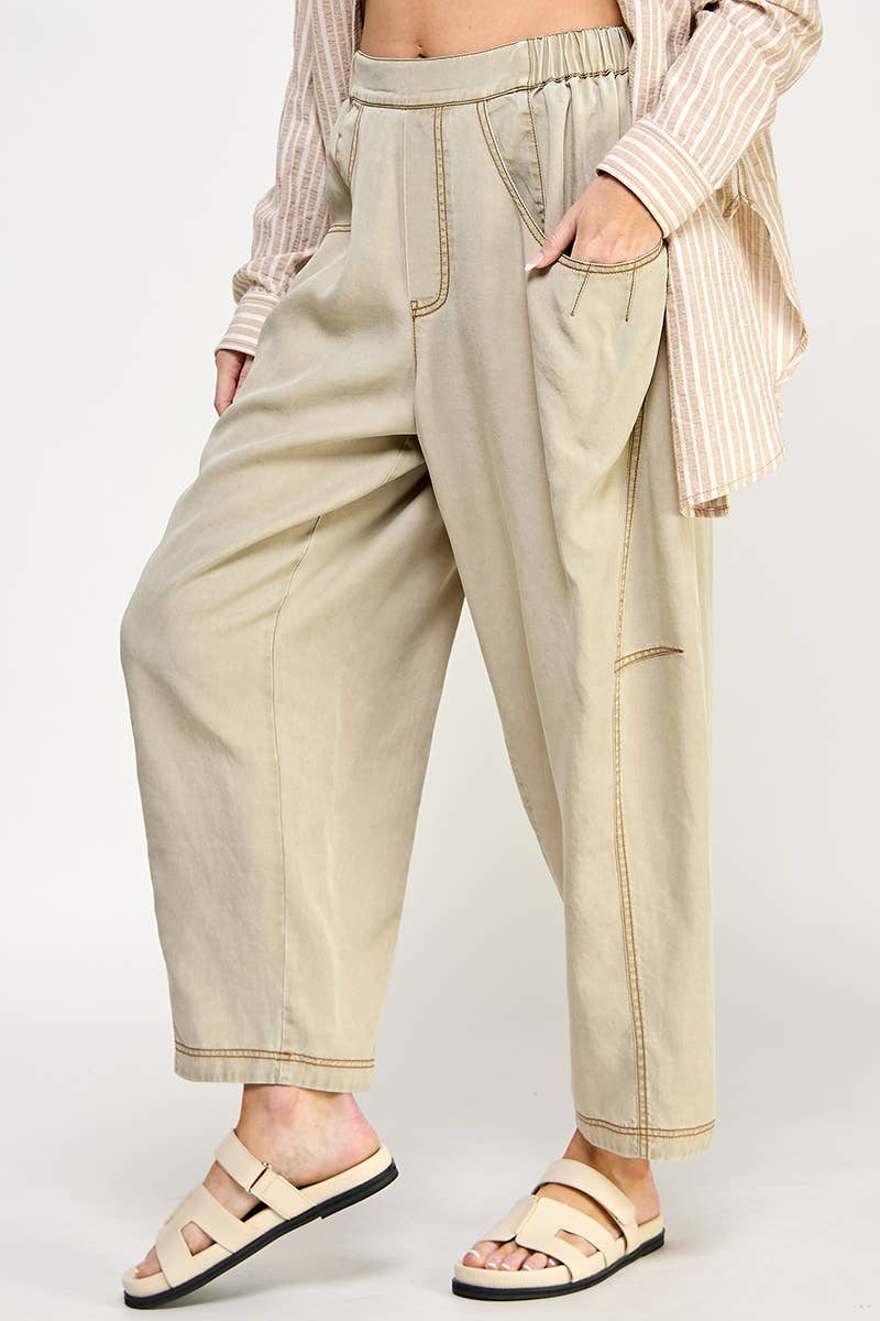 Pull-On Barrel Leg Pants