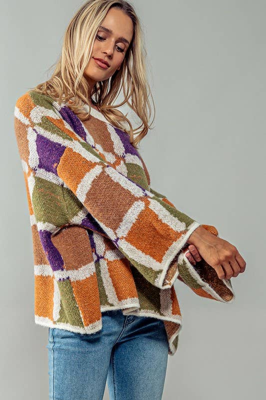 Cozy Patchwork Knit Sweater