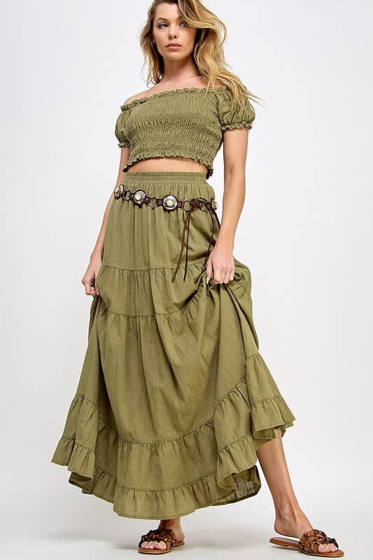 High-Waisted Cotton Maxi Skirt