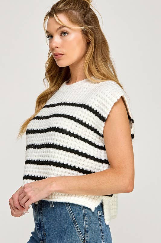 Chunky Knit Striped Vest