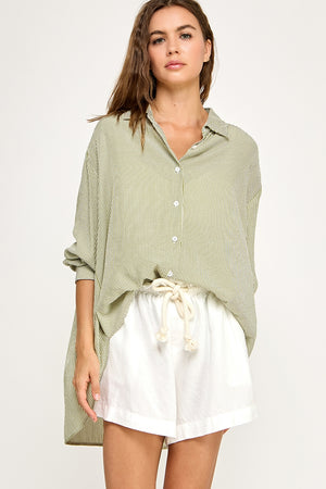 Striped Slouchy Button Up Top