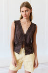 Miranda Lace Trim Tie-Front Top