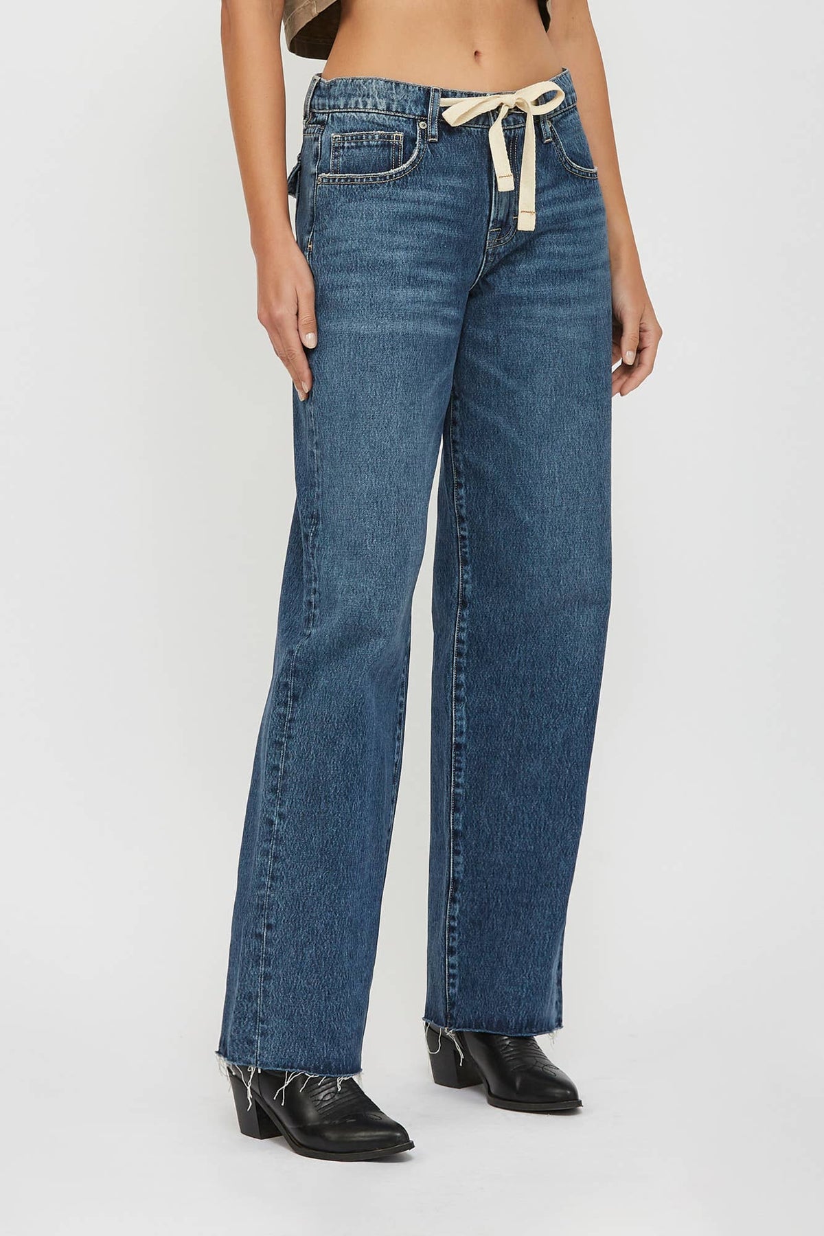 Cotton Tie Baggy Jean