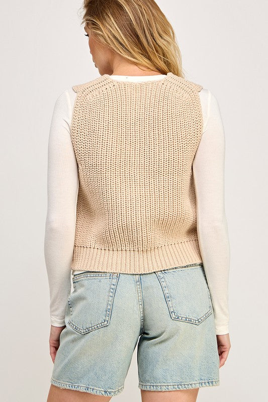 Chunky Weave Sweater Vest