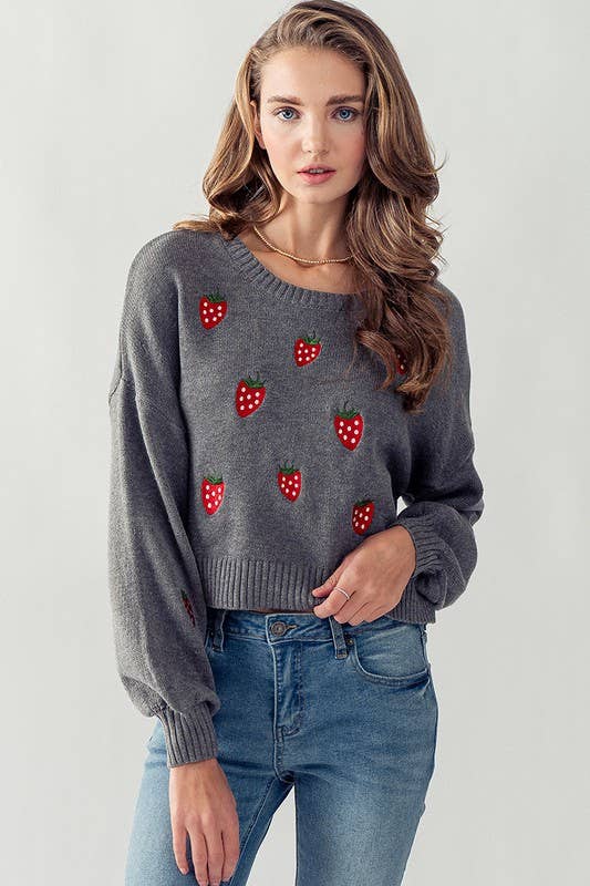 Strawberry Embroidered Sweater