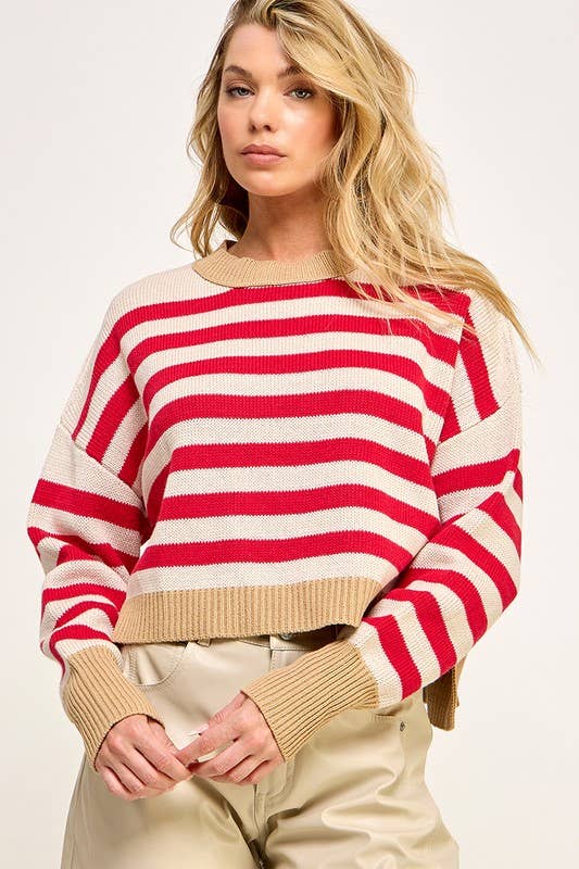 Easy Street Striped Crop Pullover