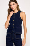 Jovi Denim Button Up Vest