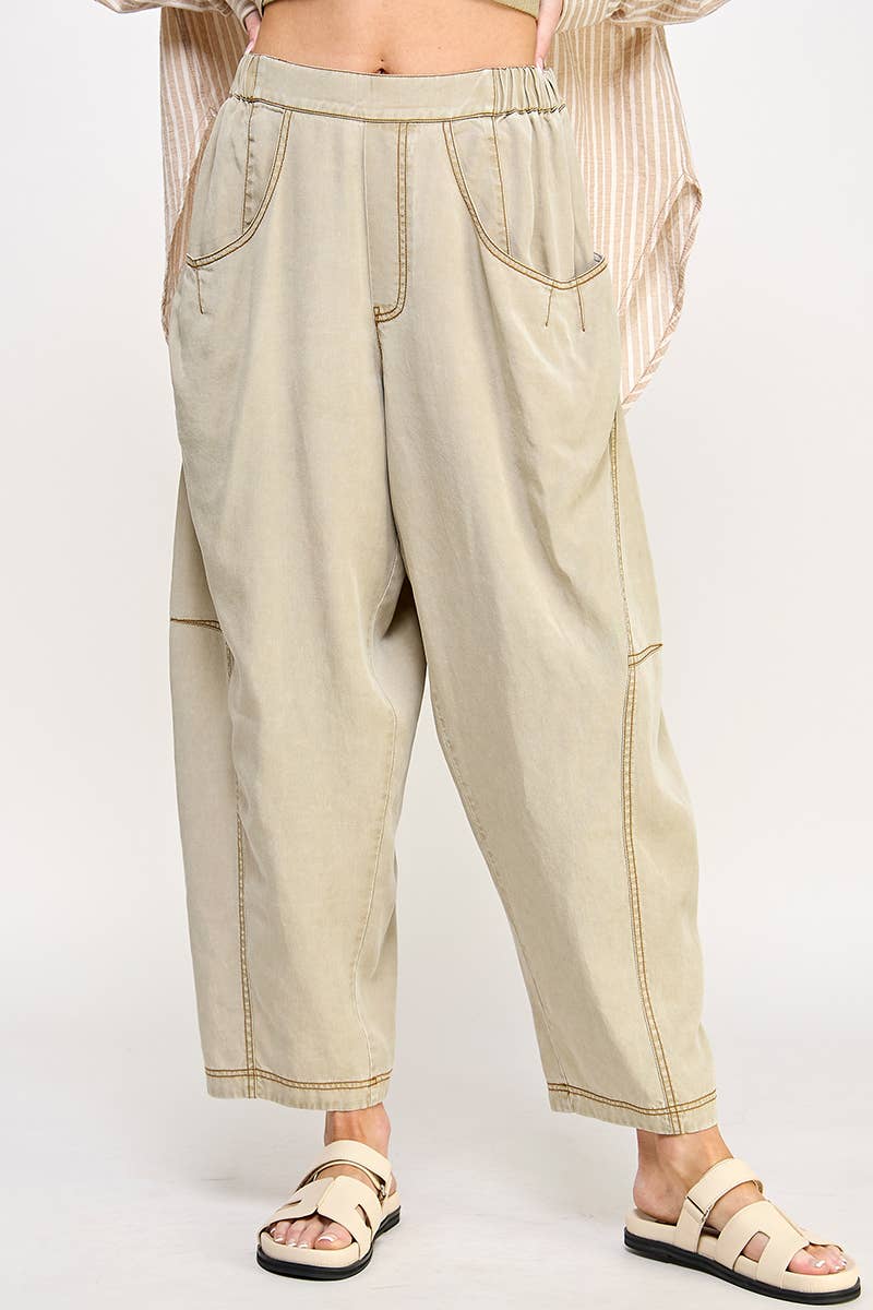 Pull-On Barrel Leg Pants