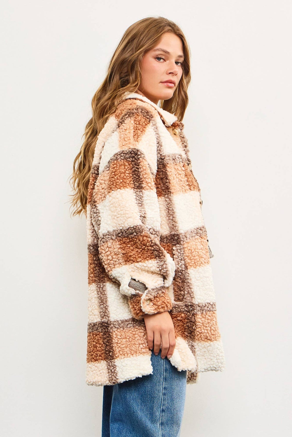 Boucle Textured Plaid Shacket