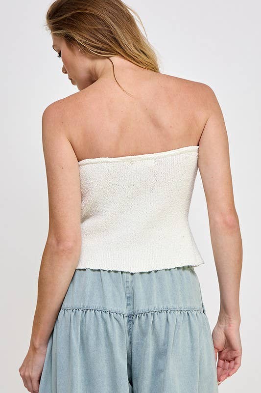 Knit Stretch Button Tube Top