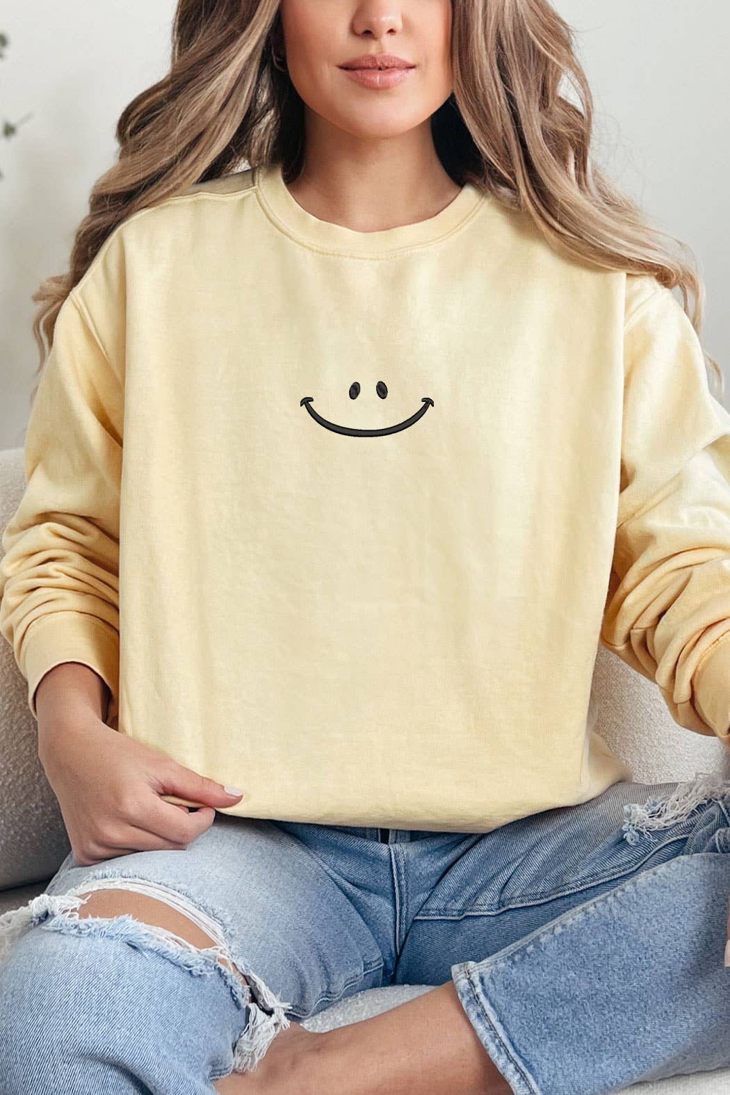 Smiley Embroidered Sweatshirt