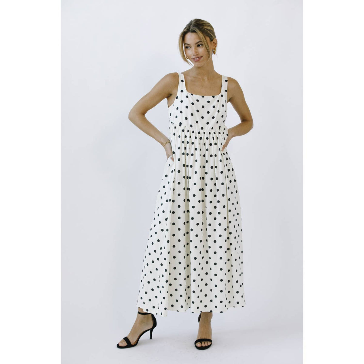 Polka Dot Babydoll Midi Dress