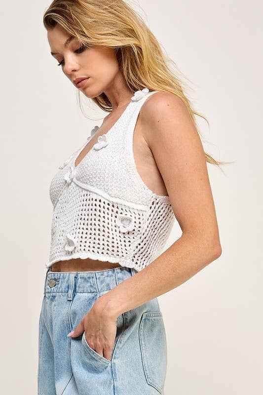 3D Floral Crochet Tank