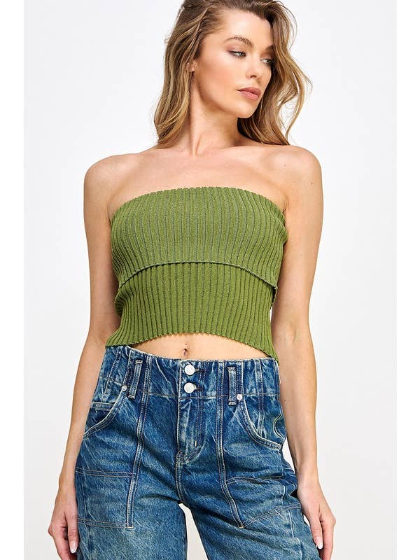 Rib Knit Bandeau Top