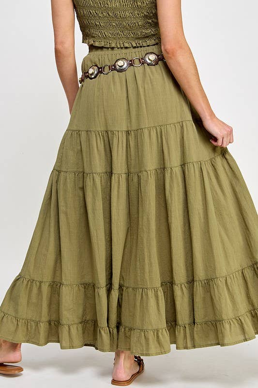 High-Waisted Cotton Maxi Skirt