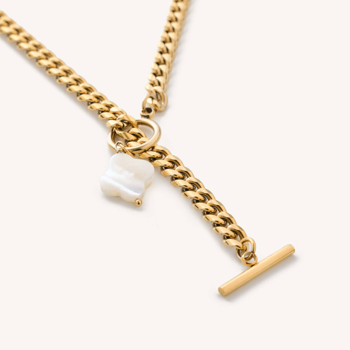 White Flora Front Clasp Necklace