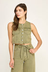 Carla Cropped Denim Vest