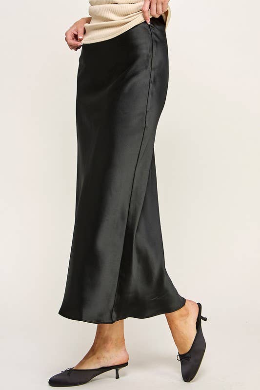 Satin Effect Midi Skirt