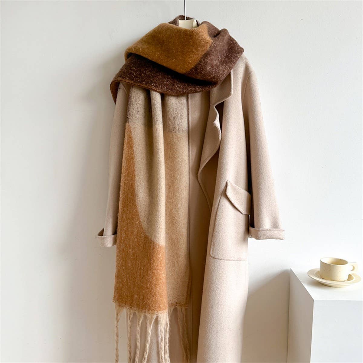 Tassel Color Block Scarf