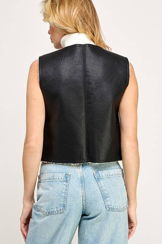 Faux Leather Fur Vest