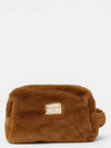 Camel Faux Fur Makeup Bag