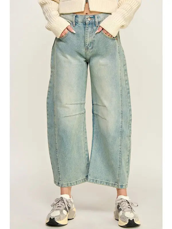 Mid-Rise Barrel Jeans