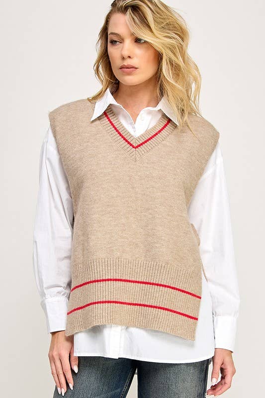 Loose Tie Pullover Vest