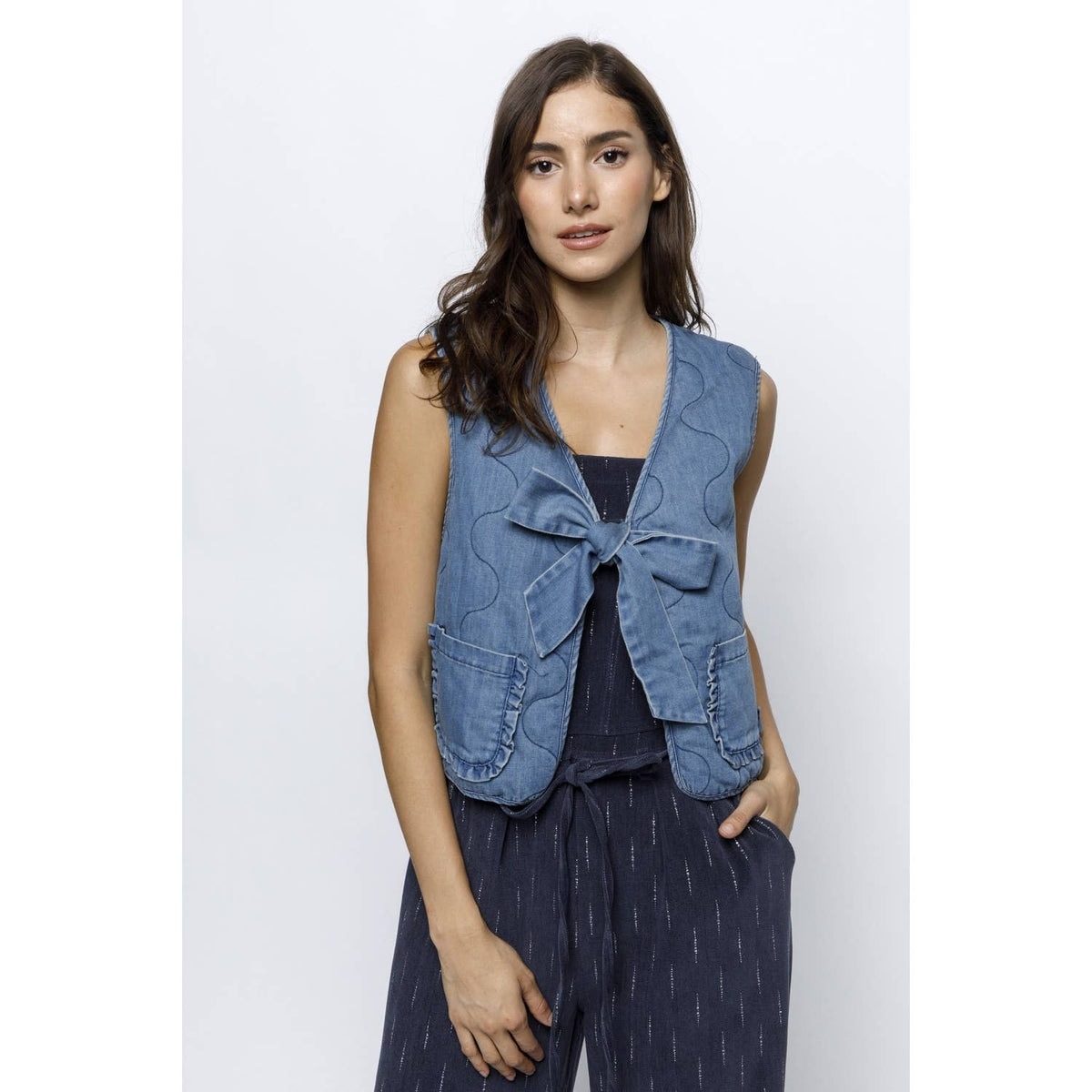 Denim Bow Vest