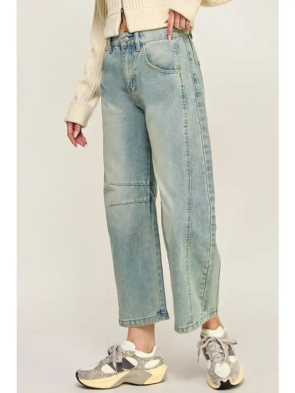 Mid-Rise Barrel Jeans