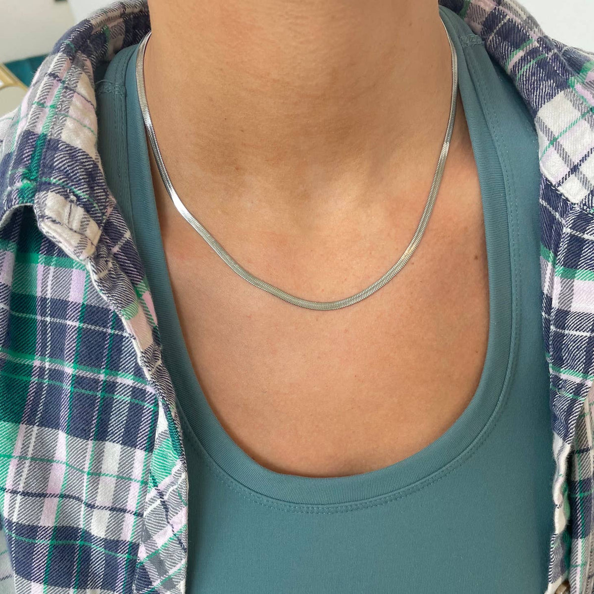 Silver Herringbone Necklace