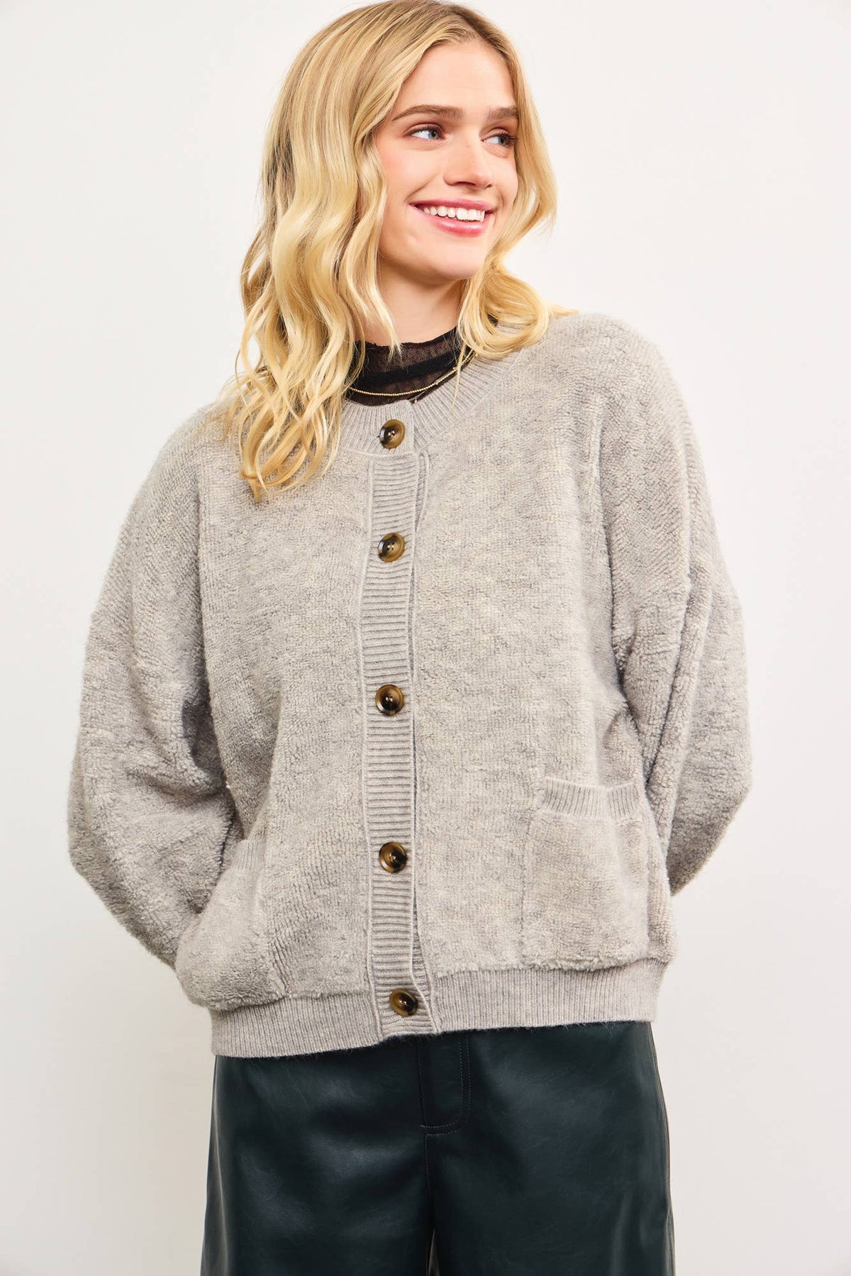 Oversized Boucle Cardigan